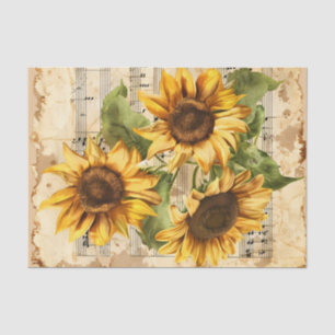 Lovely sunflowers floral music sheet ephemera