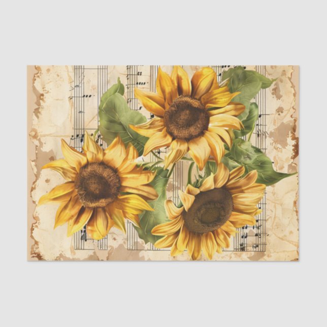 Lovely sunflowers floral music sheet ephemera (Front)