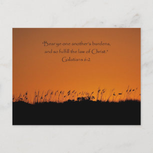 Lovely Sunset Galations 6:2 Scripture Post Card
