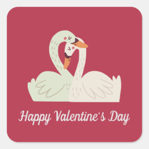 Lovely Swan Couple Valentine Sticker Seal