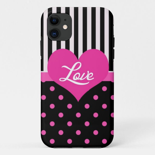 Lovely, sweet, elegant pink polka dots Case-Mate iPhone case (Back)