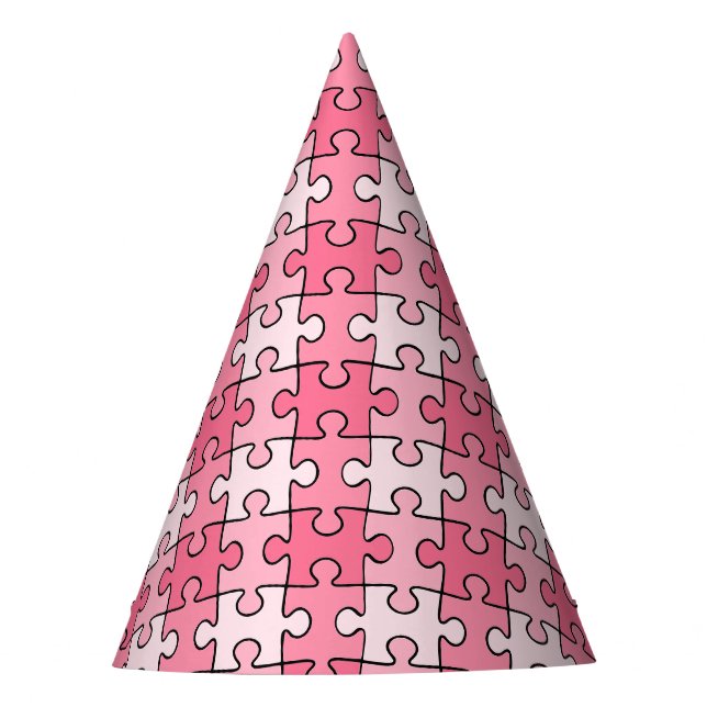 Lovely Sweet Pink Black Puzzles Piece Party Hat (Front)
