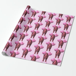 Lovely Sweet Romantic Pink Elephant Wrapping Paper