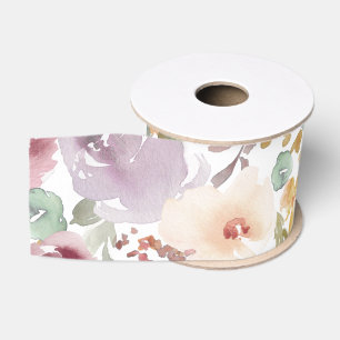 Lovely sweet romantic watercolor flowers grosgrain ribbon