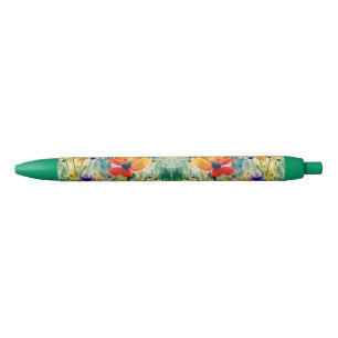 Lovely Sweety Flowers and Roses Blue Ink Pen