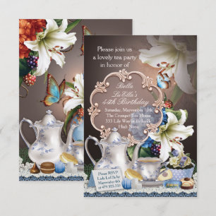 Lovely Tea Party Birthday Party Invitations