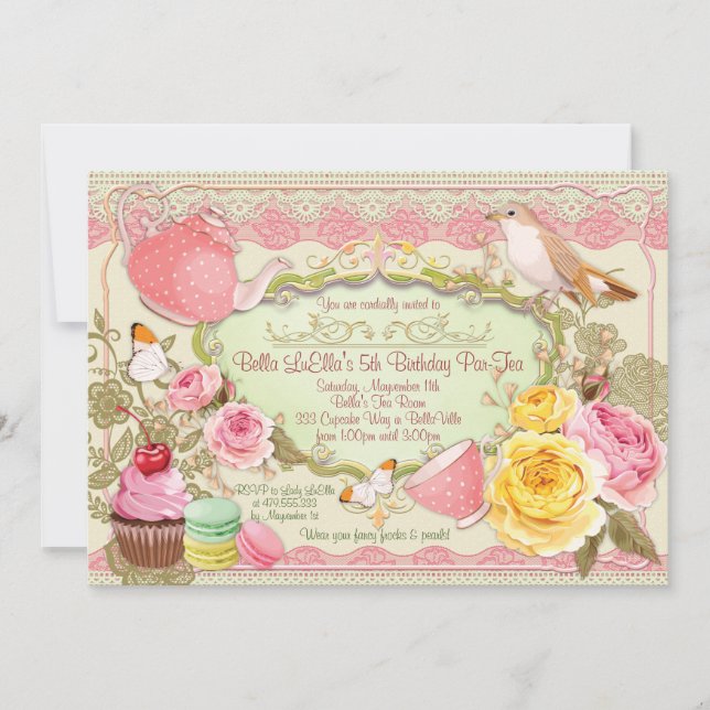 Lovely Tea Party Invitations (Front)