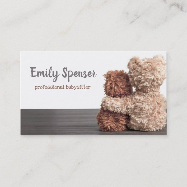 Lovely Teddy Bear Babysitting & Childcare Card (Front)