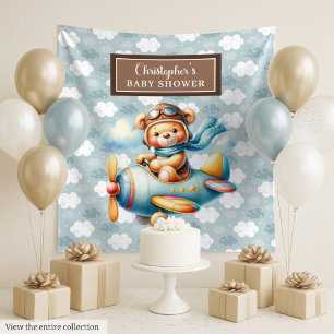 Lovely Teddy Bear Pilot Personalised Party Wall Tapestry