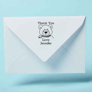 Lovely Teddy Bear Thank You Rubber Stamp