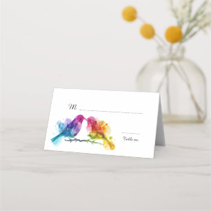 Lovely text at the back Rainbow Lovebirds Place Card