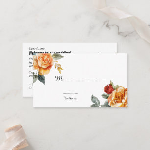 Lovely  text @ back Marble Dreams Orange Rose  Place Card