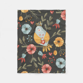 Lovely texture with birds and elegant flowers fleece blanket
