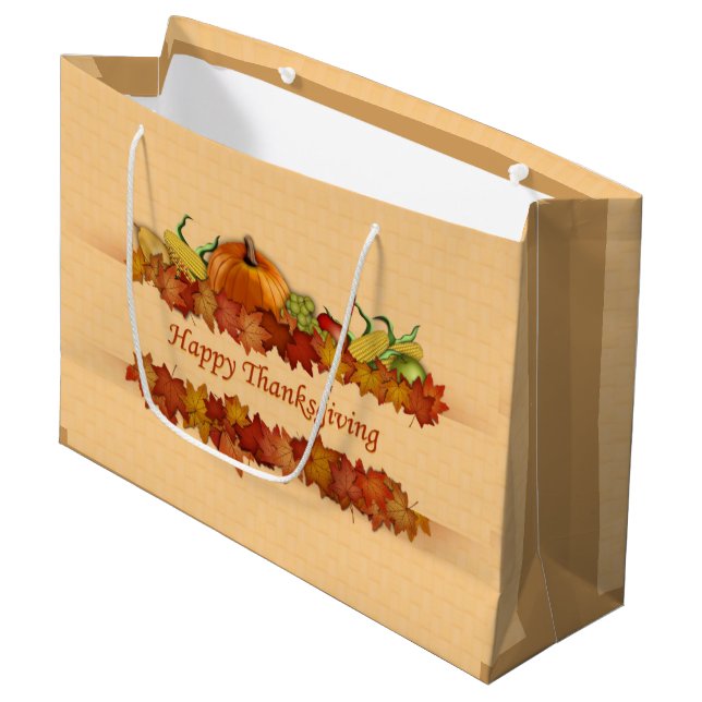 lovely Thanksgiving arrangement Large Gift Bag (Front Angled)