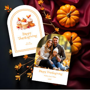 Lovely Thanksgiving Cupcakes Photo Family Invitation