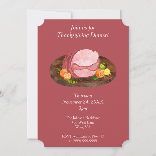 Lovely Thanksgiving Family Dinner Invitation (Front)
