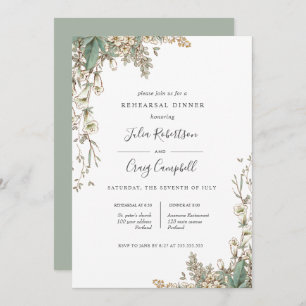 Lovely Tiny Bellflowers Whimsical Rehearsal Dinner Invitation