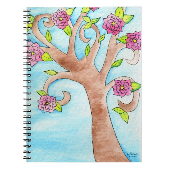 Lovely Tree with Pink Flowers Notebook (Front)