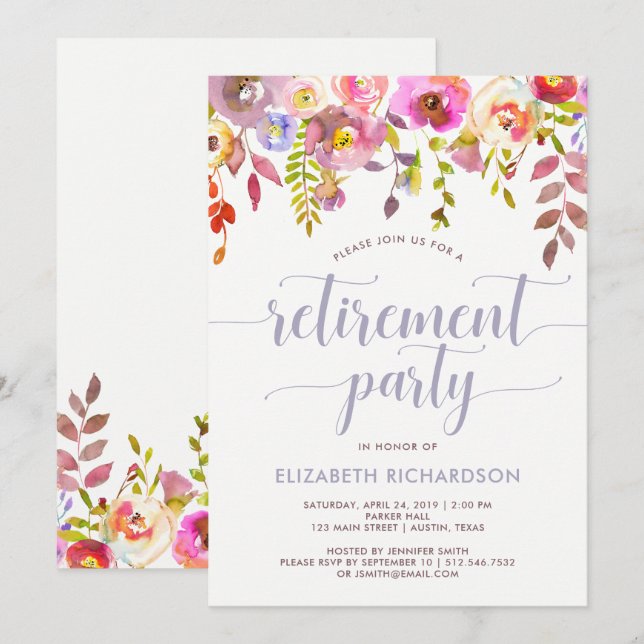Lovely Trendy Floral | Retirement Party Invitation (Front/Back)