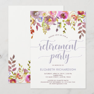 Lovely Trendy Floral Retirement Party Invitation