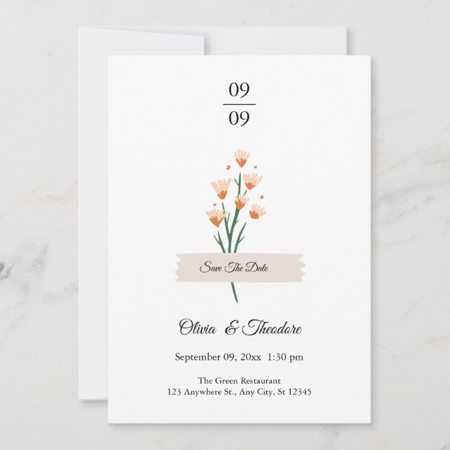 Lovely Trendy Pink Watercolor Wildflowers Wedding Invitation (Front)