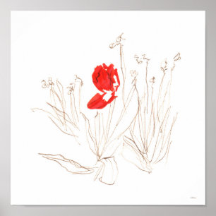 Lovely tulip in the wind and rain poster