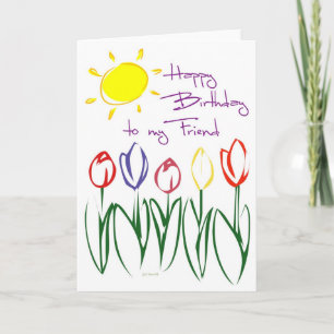 Lovely Tulip Sketch Birthday Card for Friend
