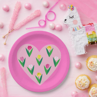 Lovely tulips. paper plate