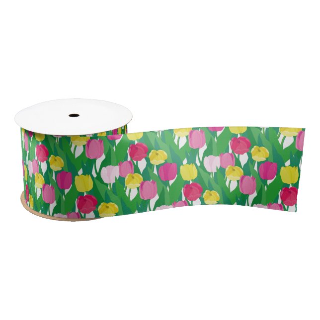 Lovely tulips. satin ribbon (Spool)