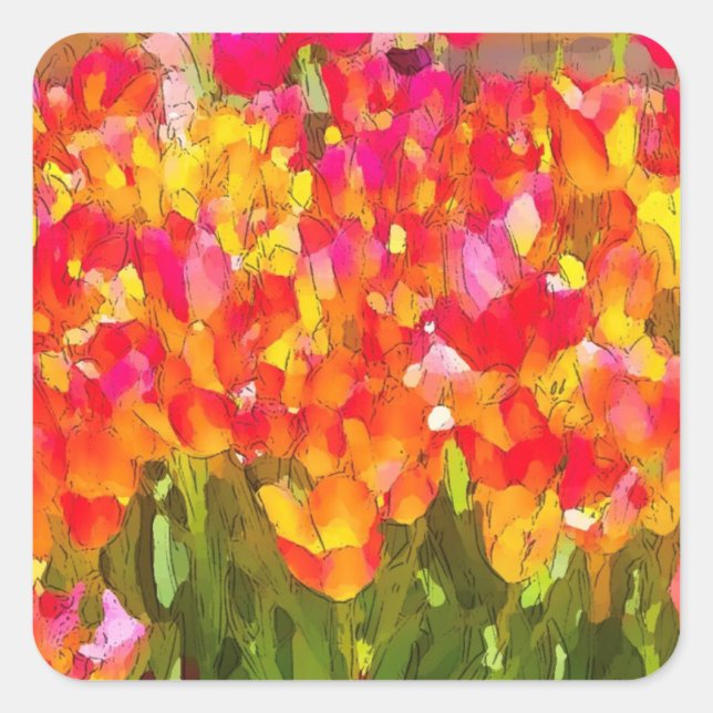 Lovely tulips square sticker (Front)
