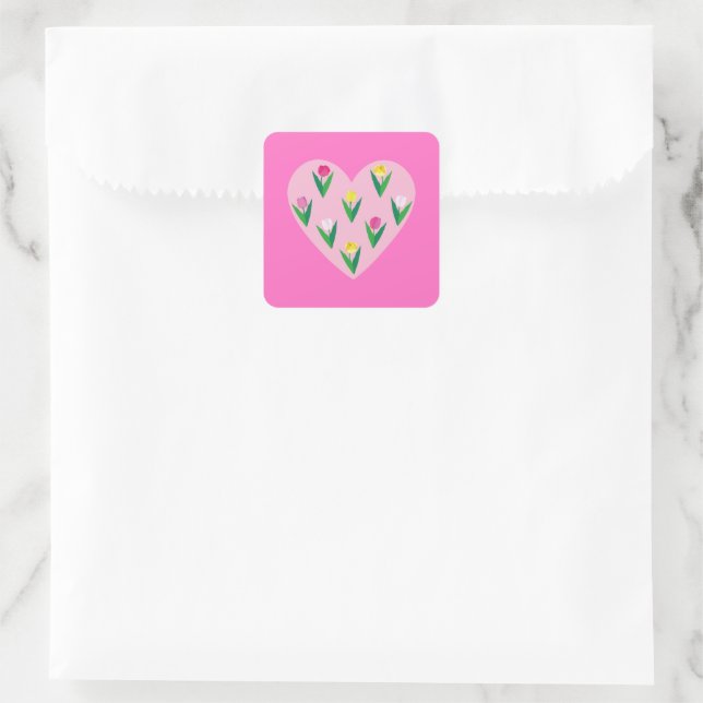 Lovely tulips. square sticker (Bag)