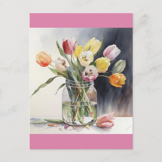 Lovely tulips watercolor postcard (Front)