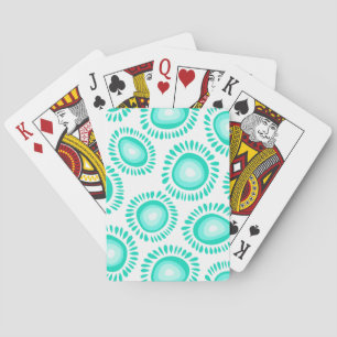 Lovely turquoise funky flowers Playing Cards