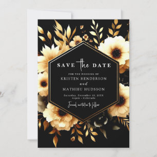 Lovely Typography Gold and Black Wedding Save The Date