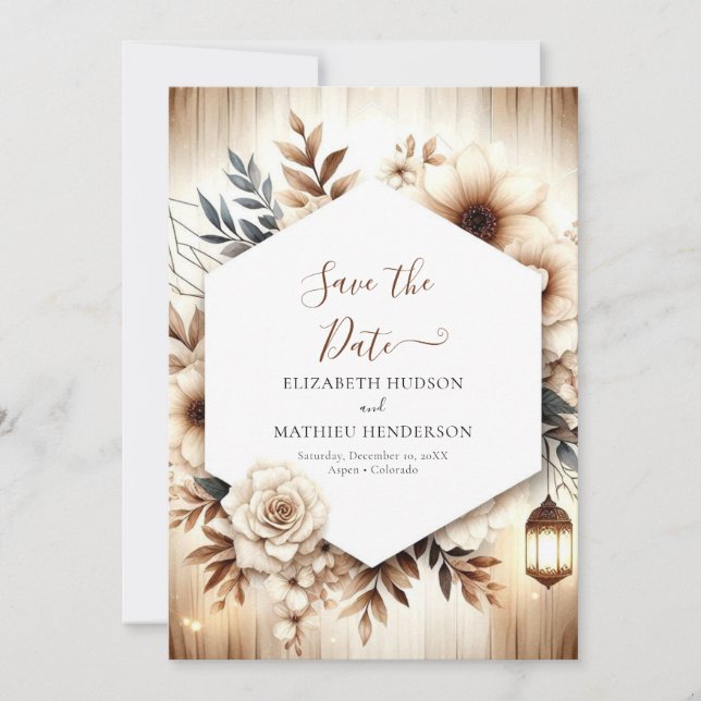 Lovely Typography Rustic Wedding Save The Date (Front)