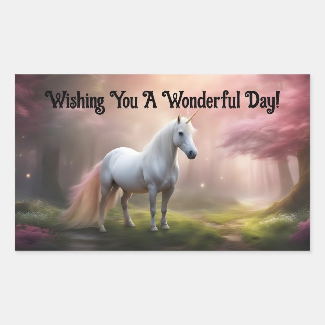 Lovely Unicorn Rectangular Sticker (Front)