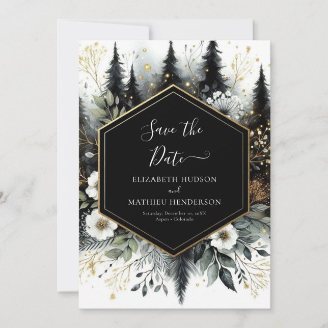 Lovely Unique Enchanted Forest Wedding Save The Date (Front)