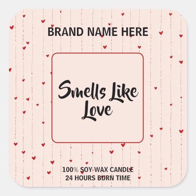 Lovely Valentine Candle Label With Editable Text  (Front)