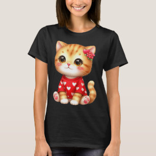 Lovely Valentine Cat Kitten With Heart T-Shirt