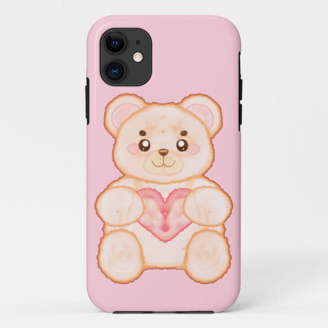 Lovely Valentine's Day Bear With Red Heart Case-Mate iPhone Case (Back)
