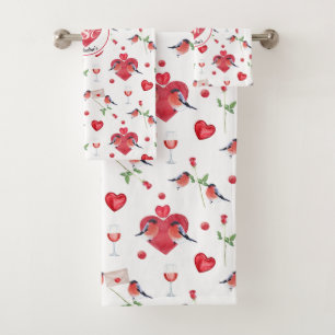 Lovely Valentine's Day Pattern   Monogrammed Bath Towel Set