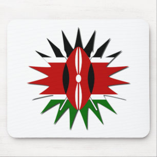 Lovely Vibrant Kenyan Flag Pattern: An 18-Star Art Mouse Mat