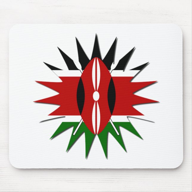 Lovely Vibrant Kenyan Flag Pattern: An 18-Star Art Mouse Mat (Front)