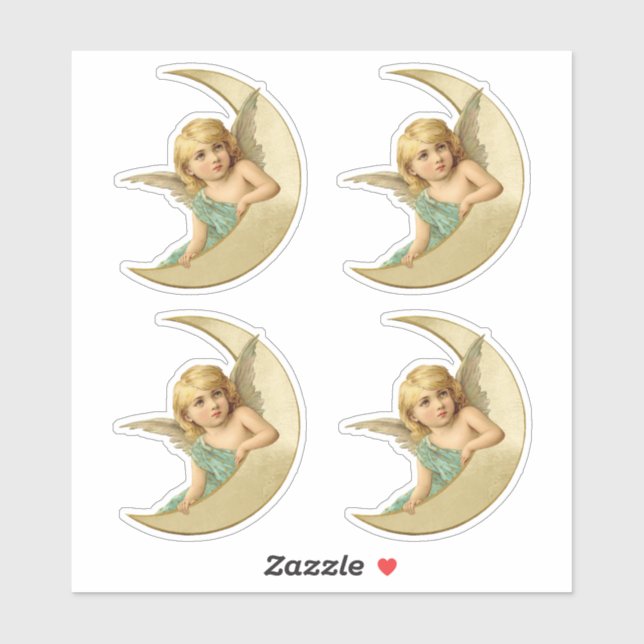 Lovely Victorian angel resting on the moon cut out (Sheet)