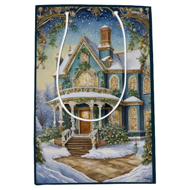 Lovely Victorian Christmas Medium Gift Bag (Front)