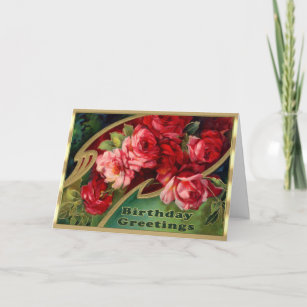 Lovely Victorian Floral Pretty Pink Roses Birthday Card