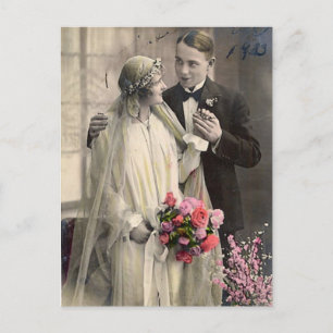 Lovely Vintage Antique Bride and Groom Cards, Gift Postcard