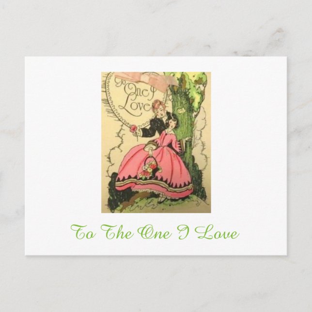 Lovely Vintage Art Deco Valentine Couple Holiday Postcard (Front)