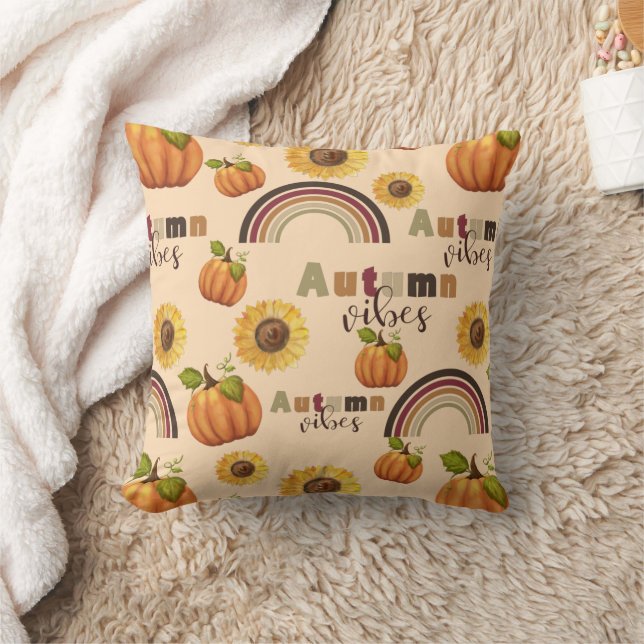 Lovely Vintage Autumn Floral Pumpkin Vibes  Cushion (Blanket)