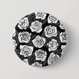 Lovely Vintage black and white roses 6 Cm Round Badge